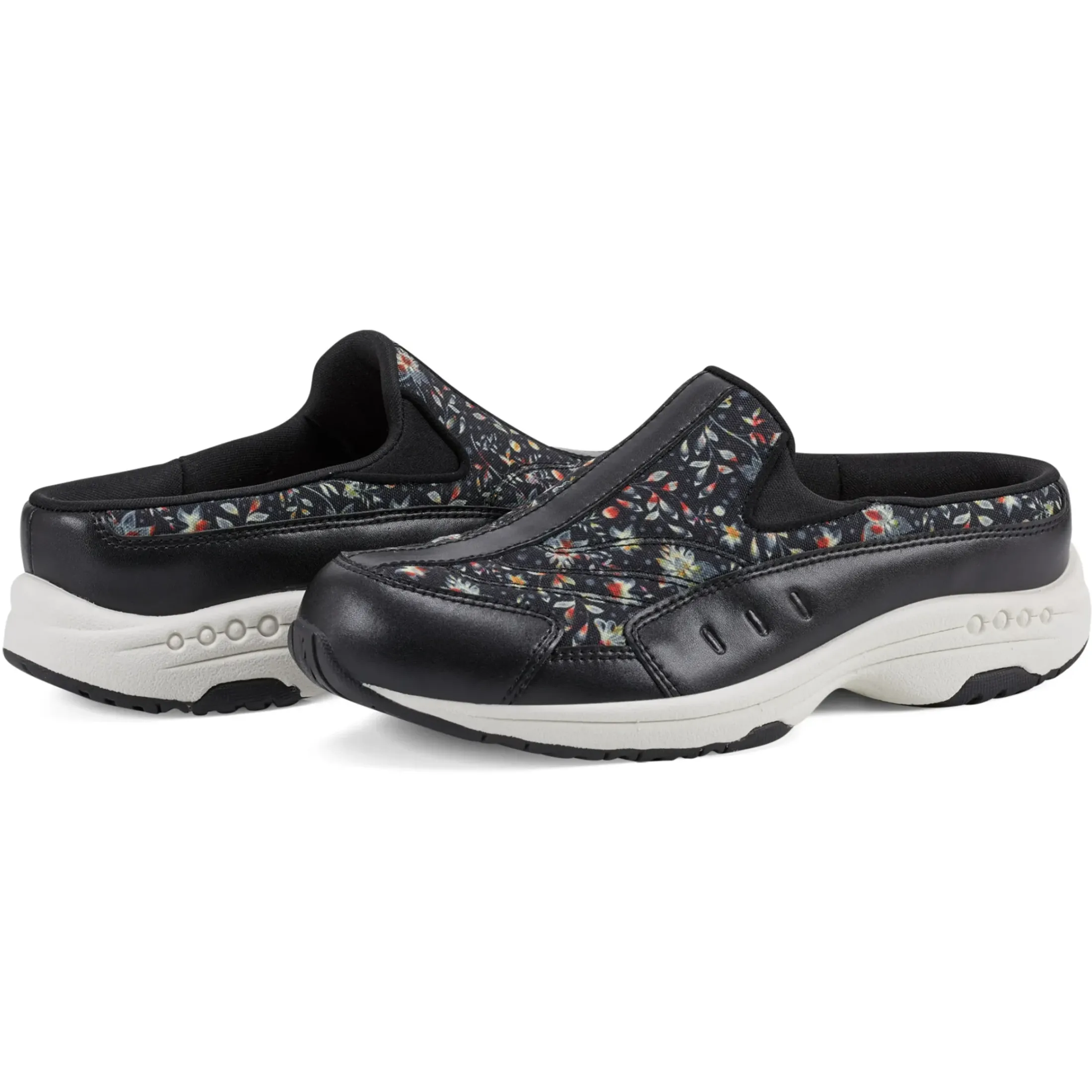 Traveltime Family|Traveltime Clogs>Easy Spirit Traveltime Clogs Black Prairie Floral