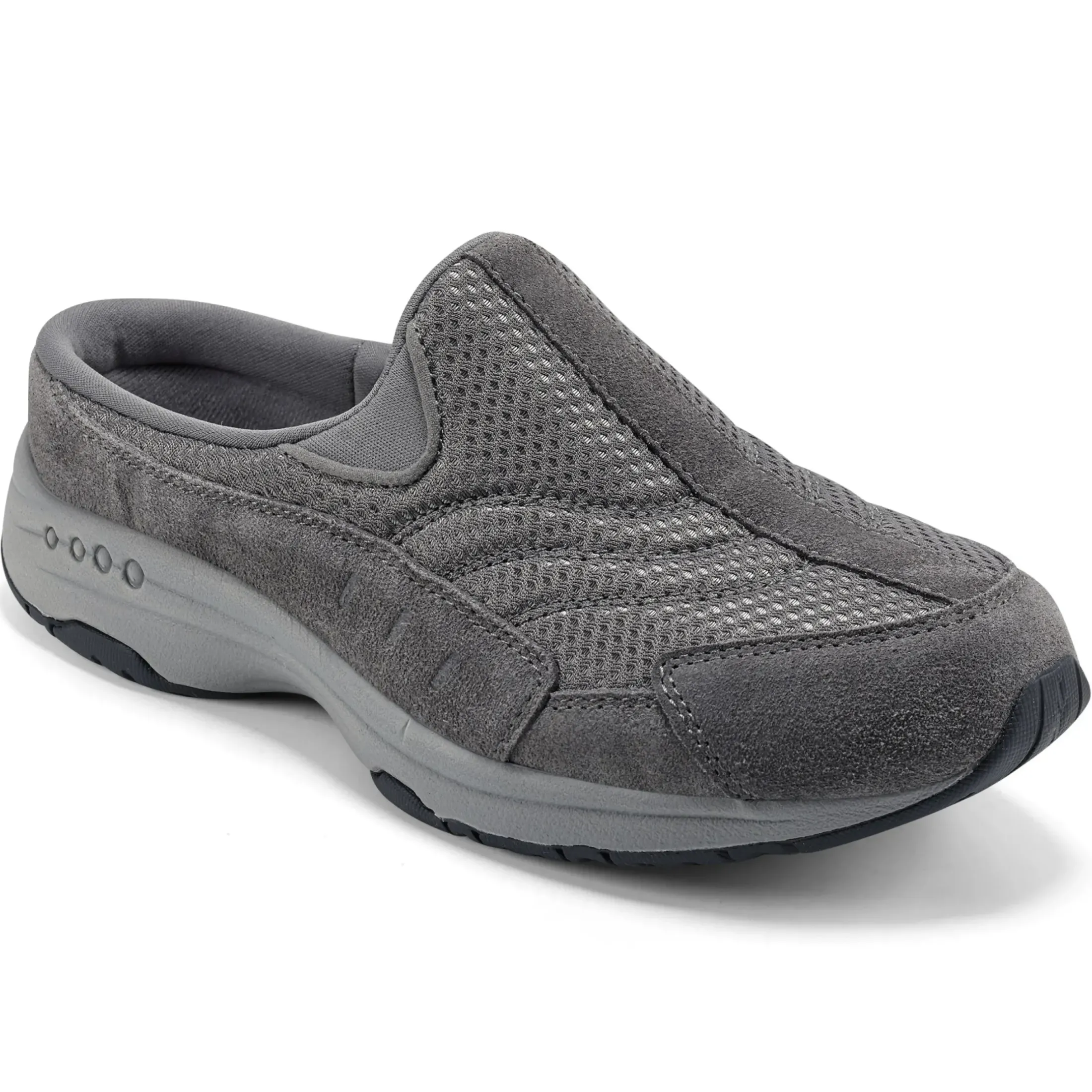 Traveltime Family|Traveltime Clogs>Easy Spirit Traveltime Clogs Grey Suede/Mesh