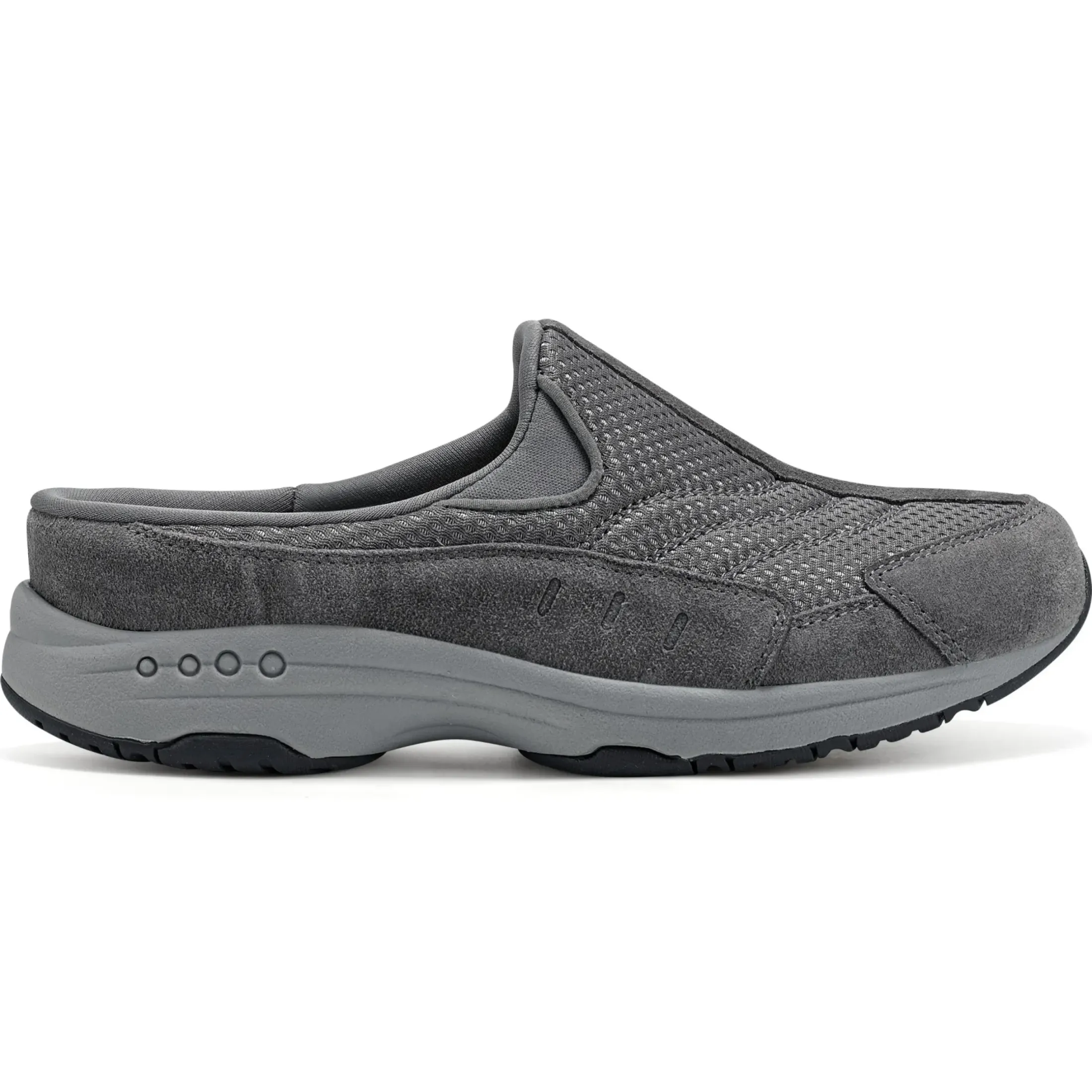 Traveltime Family|Traveltime Clogs>Easy Spirit Traveltime Clogs Grey Suede/Mesh