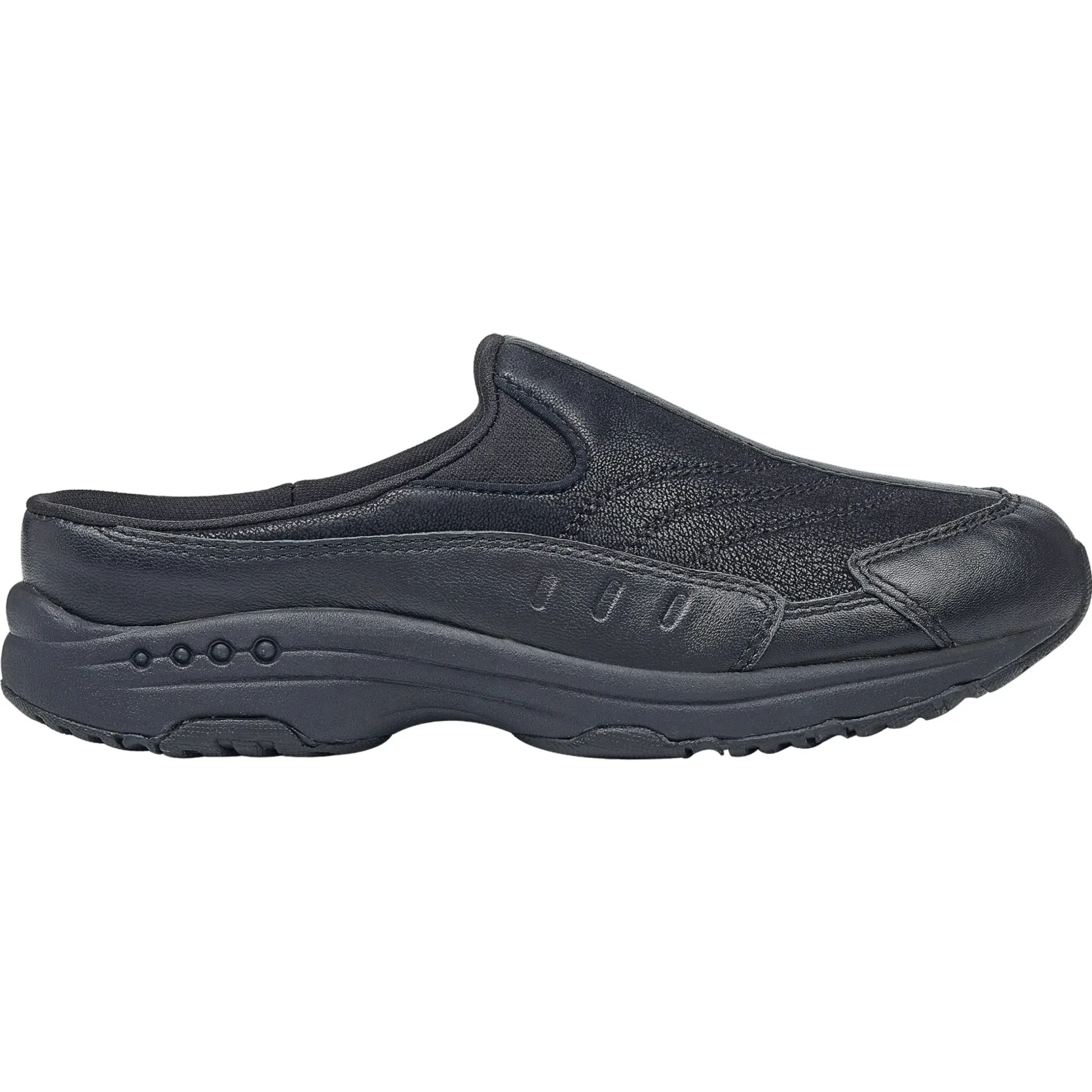 Traveltime Family|Traveltime Clogs>Easy Spirit Traveltime Leather Clogs Black Leather