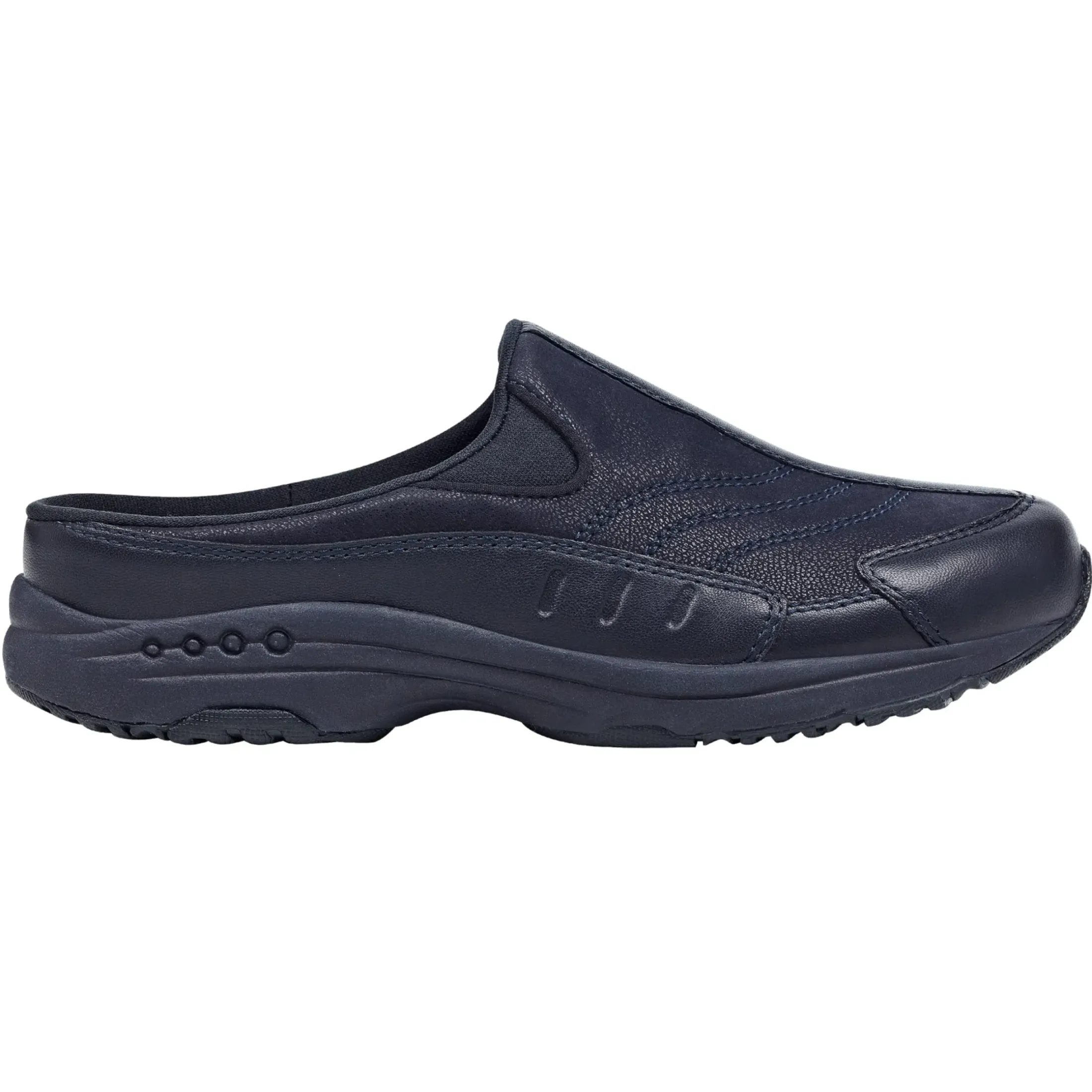 Traveltime Family|Traveltime Clogs>Easy Spirit Traveltime Leather Clogs Navy Leather