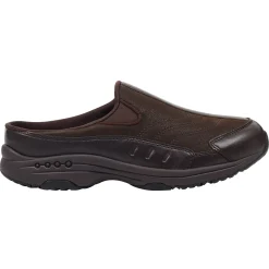 Traveltime Family|Traveltime Clogs>Easy Spirit Traveltime Leather Clogs Chocolate Leather