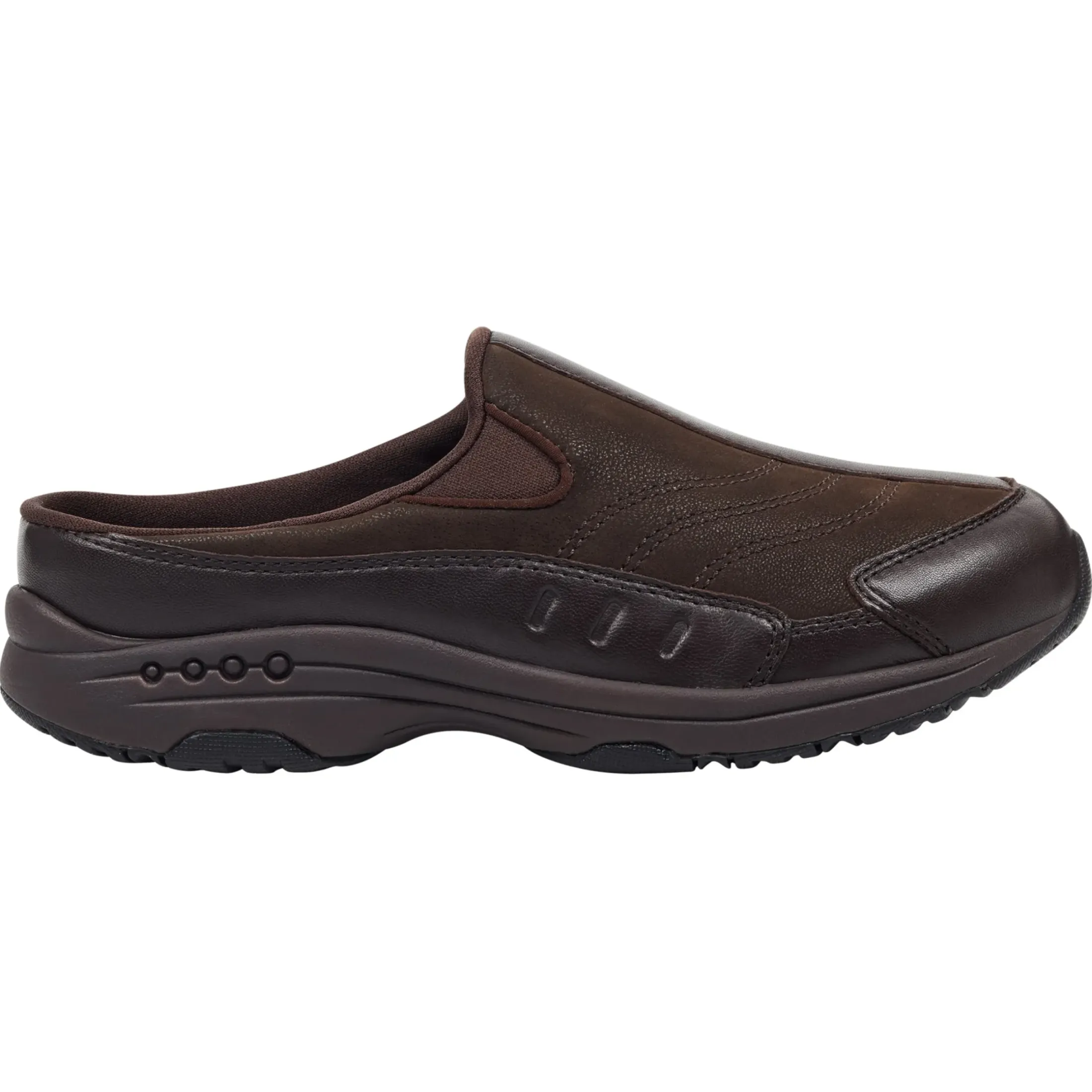 Traveltime Family|Traveltime Clogs>Easy Spirit Traveltime Leather Clogs Chocolate Leather