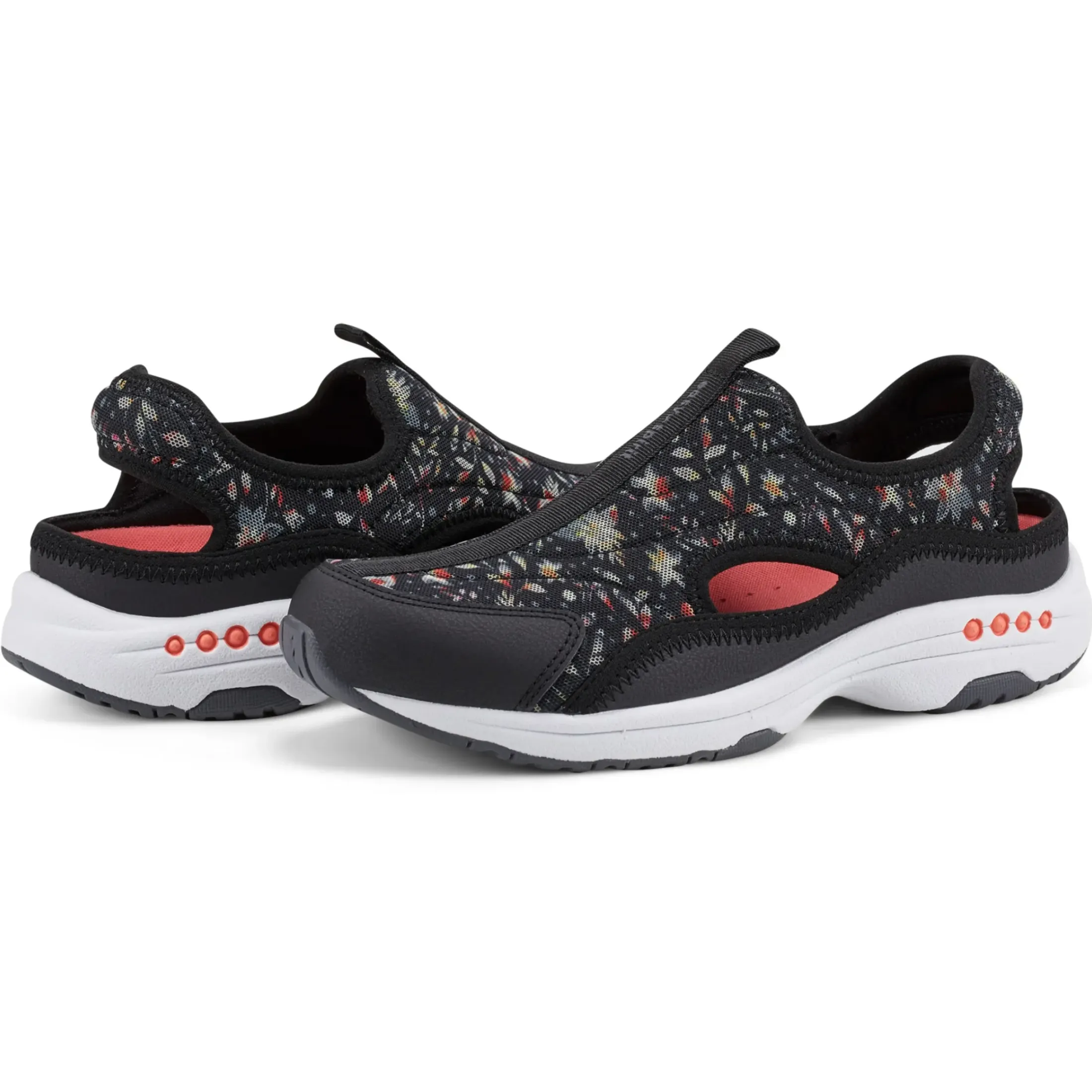 Slip Ons|Slip Ons>Easy Spirit Trina Slip On Walking Shoes Black Floral