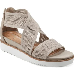 Casual|Sandals>Easy Spirit Wander Flat Sandals Taupe Knit