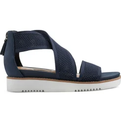 Casual|Flats>Easy Spirit Wander Flat Sandals Navy Knit