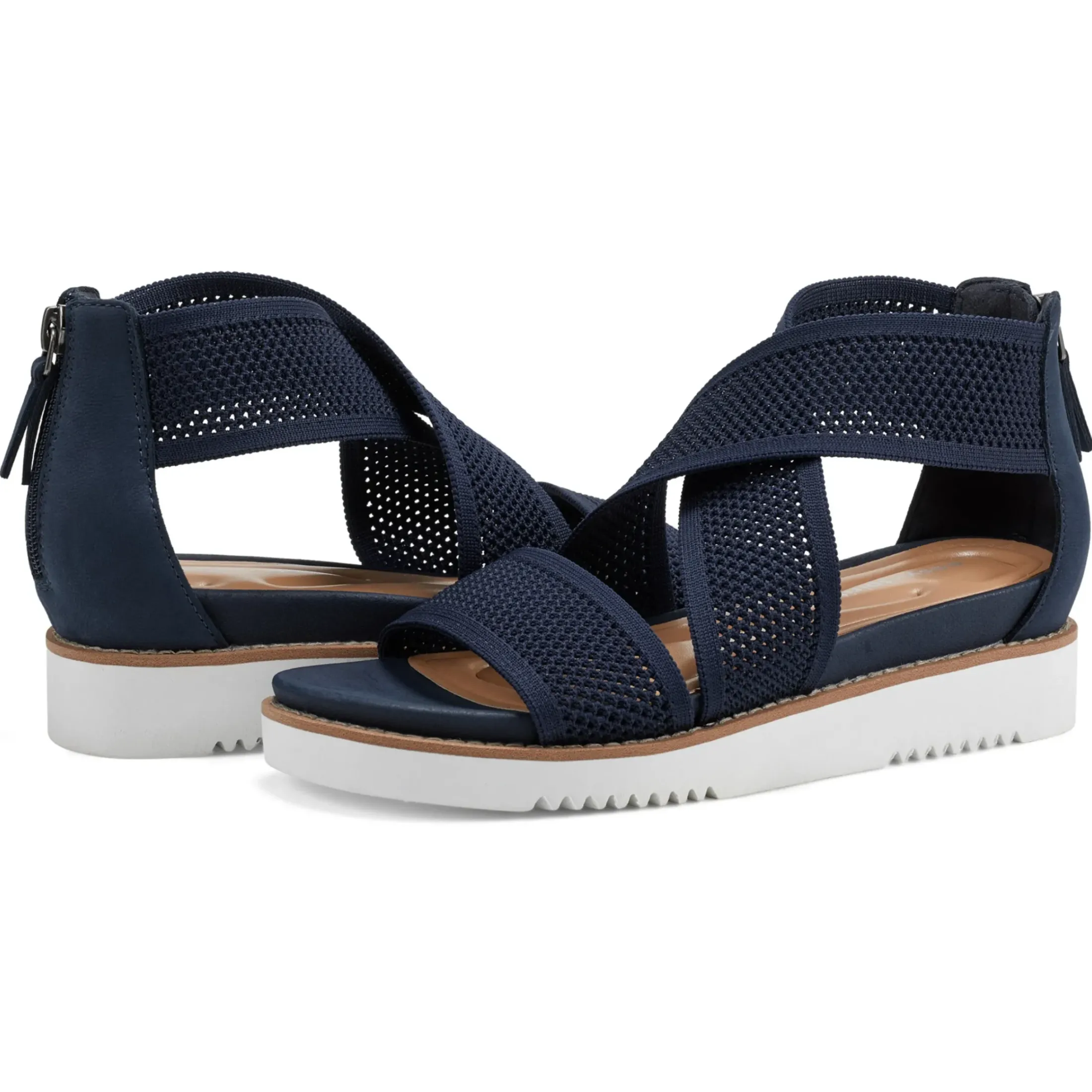 Casual|Flats>Easy Spirit Wander Flat Sandals Navy Knit