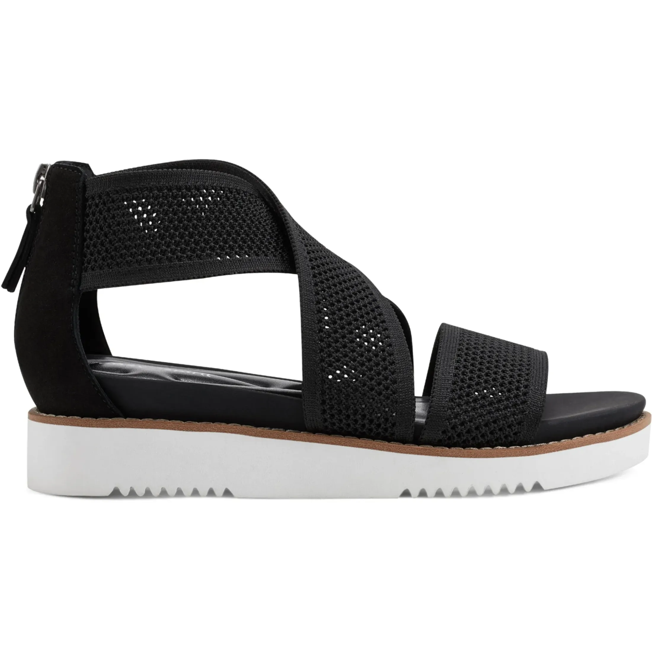 Casual|Flats>Easy Spirit Wander Flat Sandals Black Knit