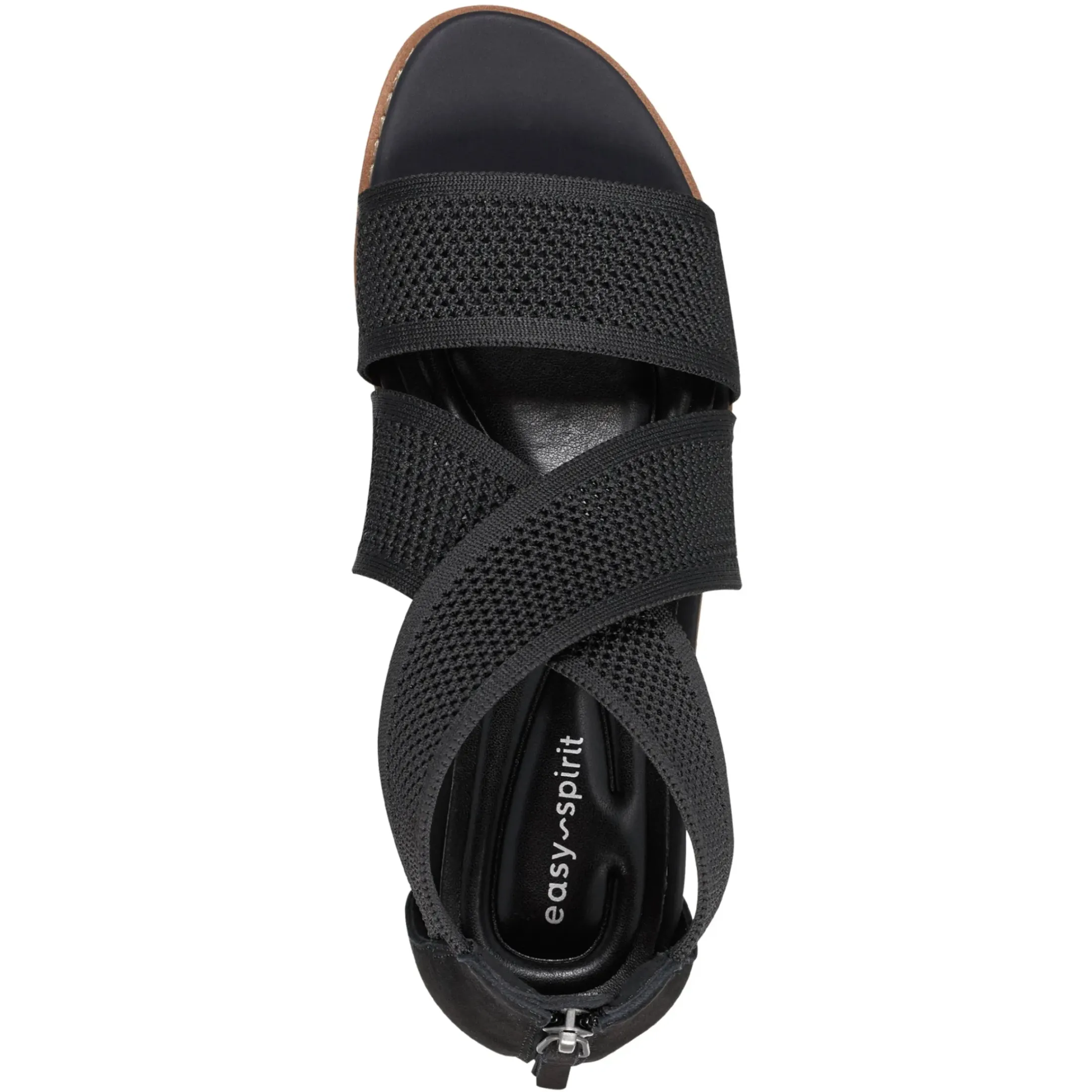 Casual|Flats>Easy Spirit Wander Flat Sandals Black Knit
