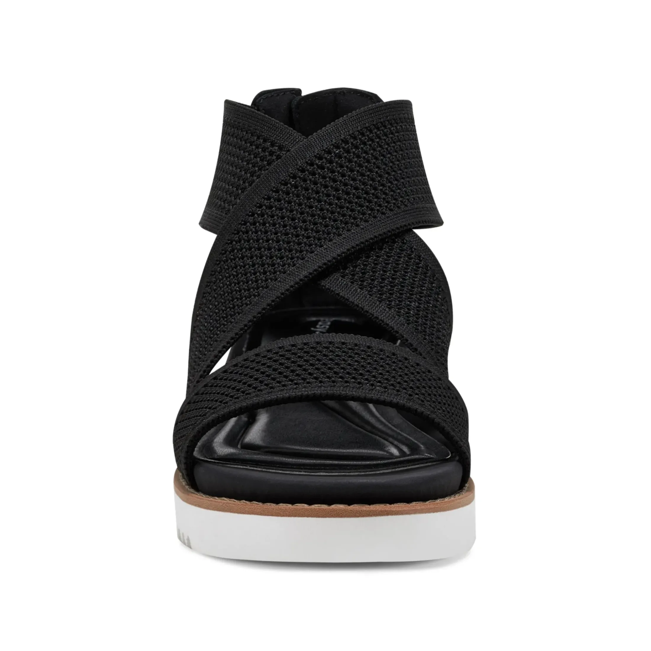 Casual|Flats>Easy Spirit Wander Flat Sandals Black Knit