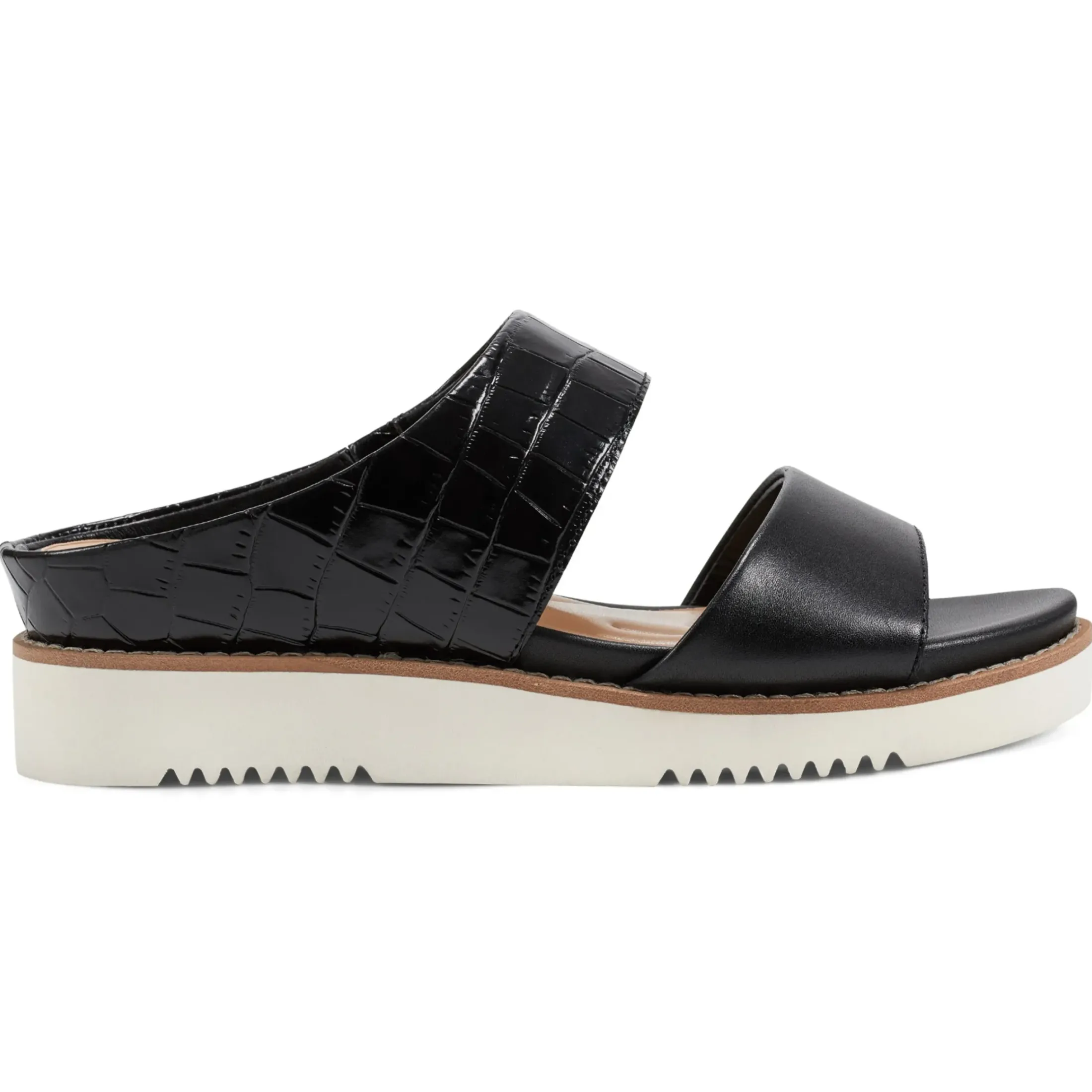 Casual|Sandals>Easy Spirit Wilma Slip On Sandals Black Croco Print